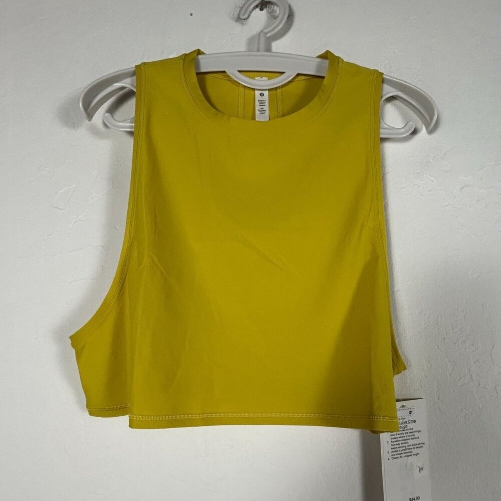 Lululemon Womens Muscle Love Crop Tank Tough Yellow Size 10 Yoga Top Stretch New